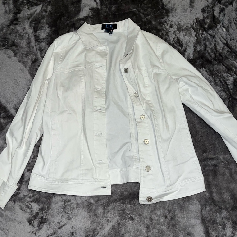 white jean jacket